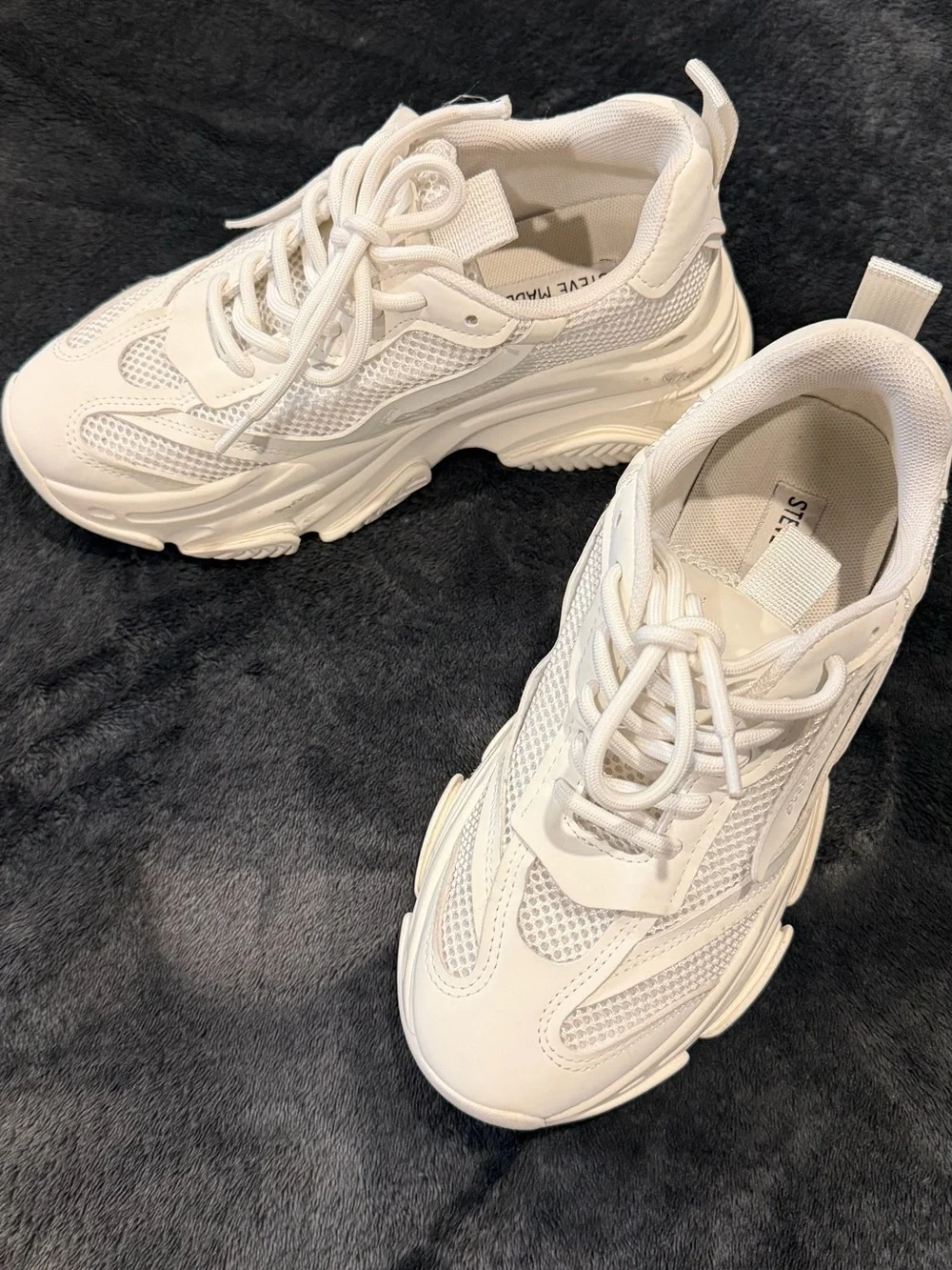 Steve Madden Cream/White Chunky Lace-Up Sneakers